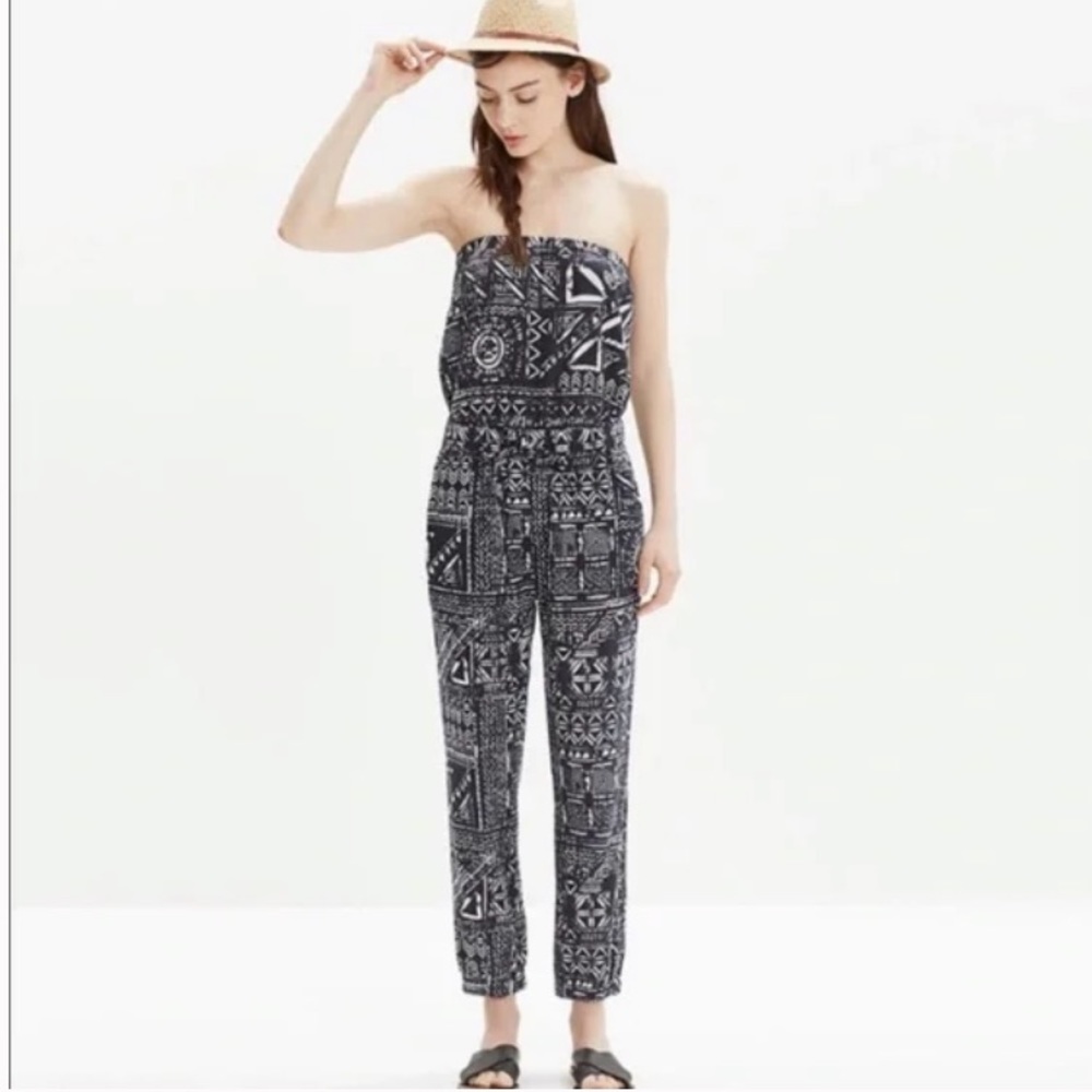 Madewell Kingston Aztec Jumpsuit Strapless Romper
